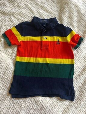 Polo by Ralph Lauren Navy, Red, Yellow & Green Striped Polo